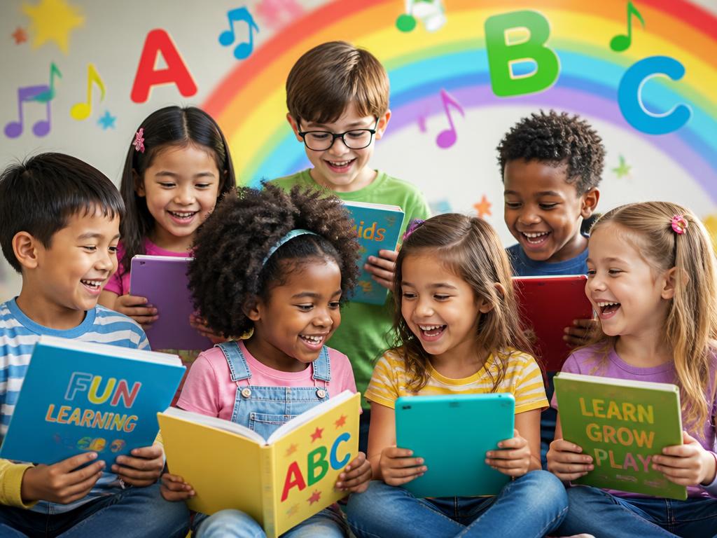 Crianças divertindo-se enquanto aprendem idiomas com música e atividades lúdicas